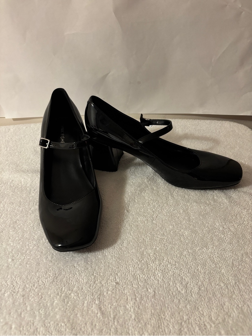 Marc Fisher Black Patent Mary Jane Block Heel